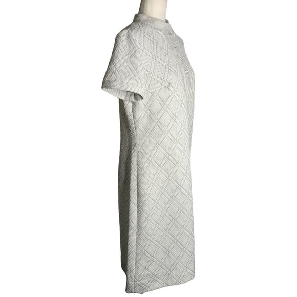 Vintage 60s R&K Knits Mod Sheath Dress M White Metallic Silver Rhinestones Zip - Picture 6 of 7